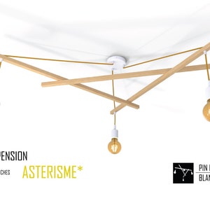 Lustre Asterism*, white and mustard scandinavian chandelier