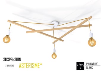 Lustre Asterism*, white and mustard scandinavian chandelier