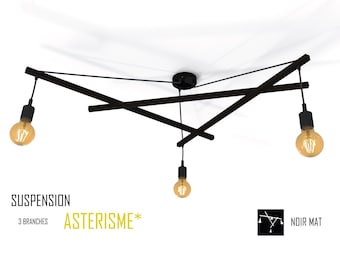 Ceiling light Asterism*, matte black scandinavian chandelier