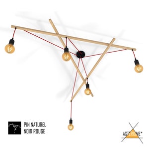 Pendant light Asterism, mustard and black scandinavian chandelier Fils rouges