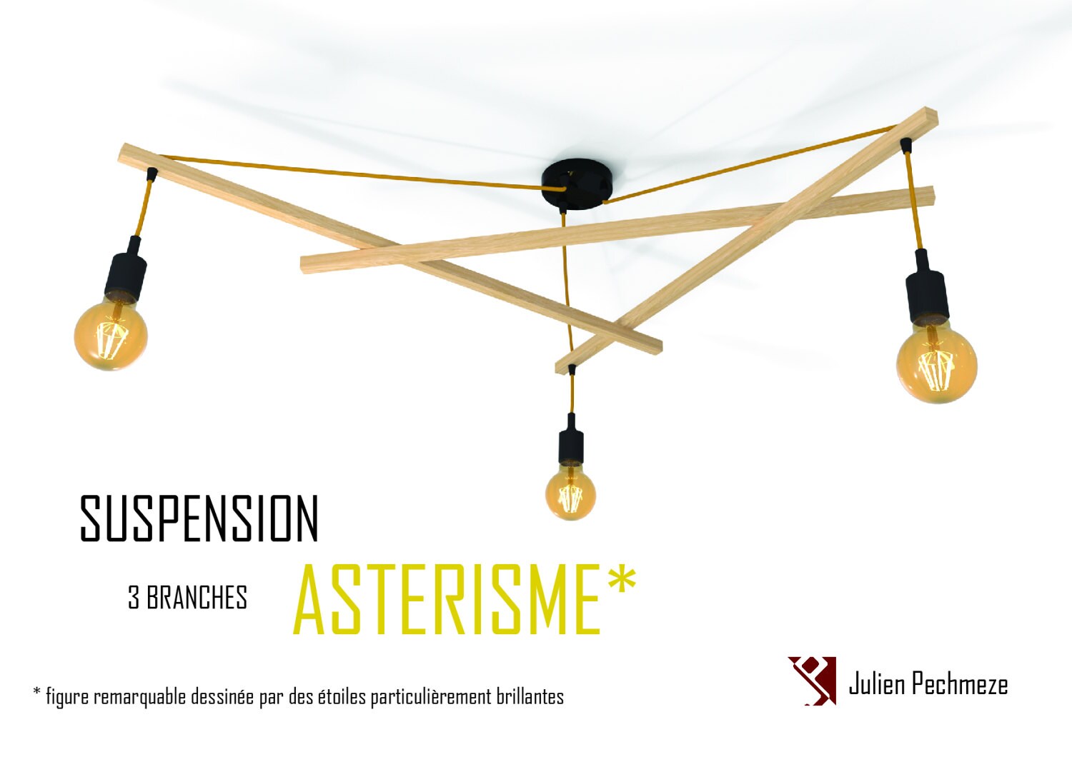 Suspension Minimaliste, Asterisme 3 Ampoules