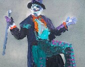 ORIGINAL - Jack Nicholson Joker Batman 89 Abstract Palette Knife Painting Acrylic Impasto on Paper Thick Paint Contemporary 11x17 quot
