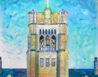 Purdue University Bell Tower Mixed Media LE Print Art 11 x 17/"