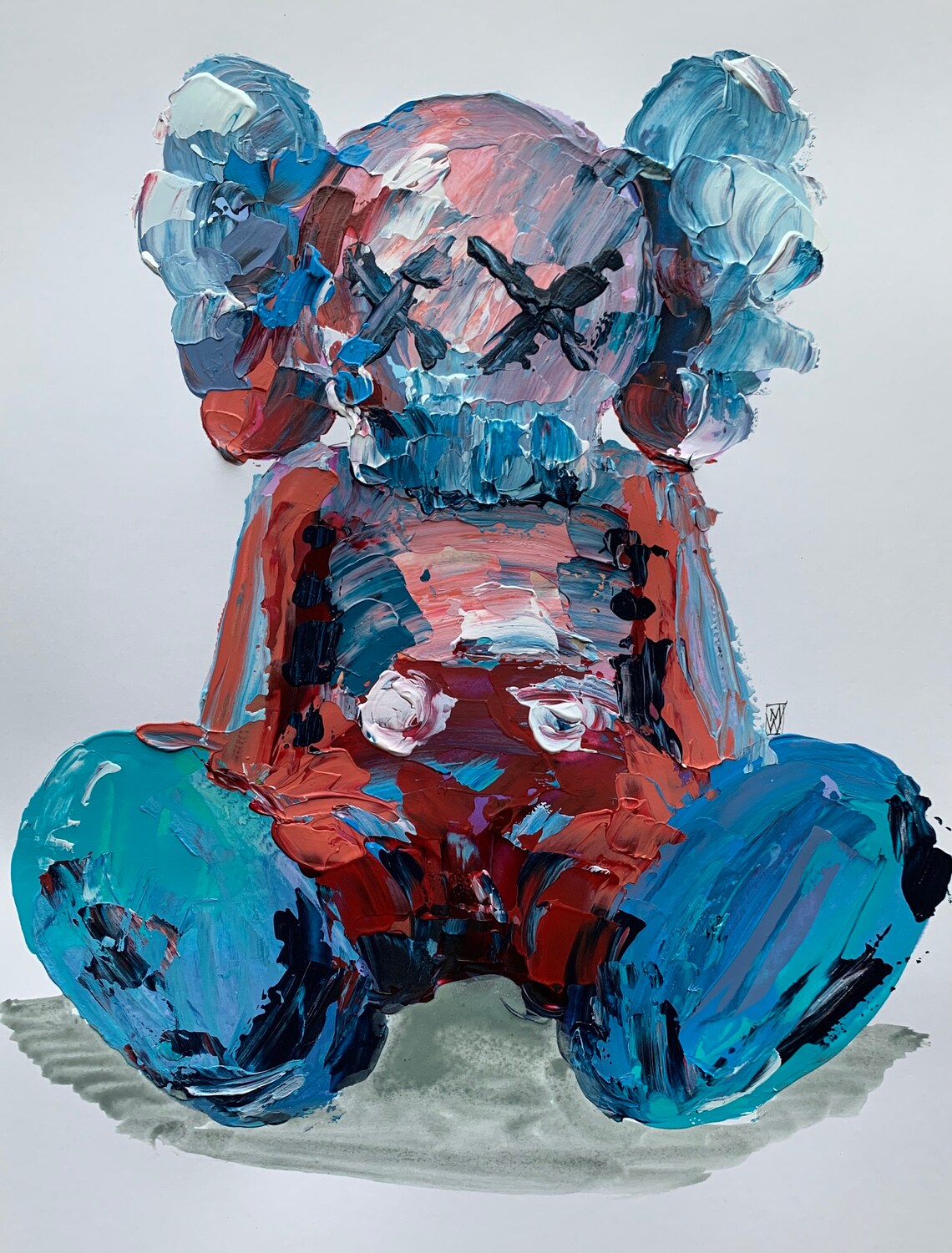 Original Kaws Character Abstract Palette Knife Painting // Etsy