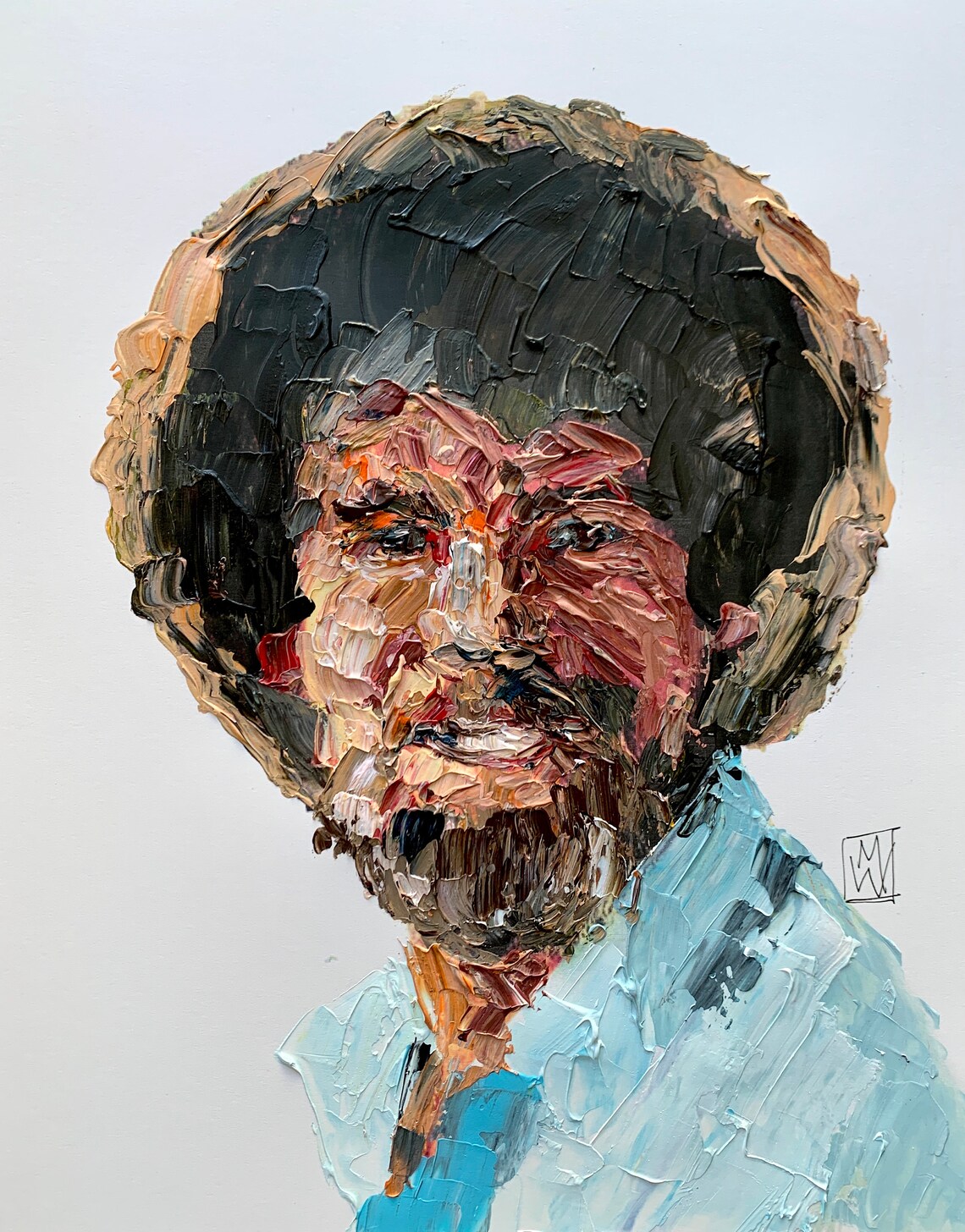 Original Abstract Bob Ross Palette Knife Portrait Painting Art Etsy