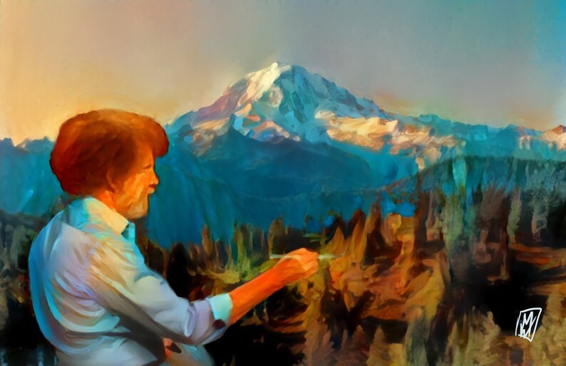 LIMITED PRINT Bob Ross malt eine BergLandschaft Malerei 11 x Etsy