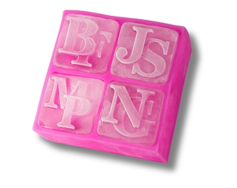 Initials as a Monogram in Ice - Pink, Great Personal Gift, Business Gift, or Unique Gift from High Quality Platinum Silicone