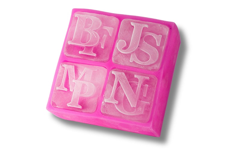 Initials as a Monogram in Ice Pink, Great Personal Gift, Business Gift, or Unique Gift from High Quality Platinum Silicone image 1