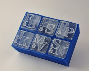 Initials as a Monogram in Ice, Great Personal Gift, Business Gift, or Unique Gift from High Quality Platinum Silicone