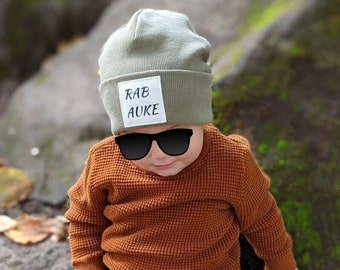 Hipster Beanie Mütze für Baby, Kinder und Erwachsene | Partnerlook Familie | tolles Geschenk zur Geburt | Mütze personalisiert |