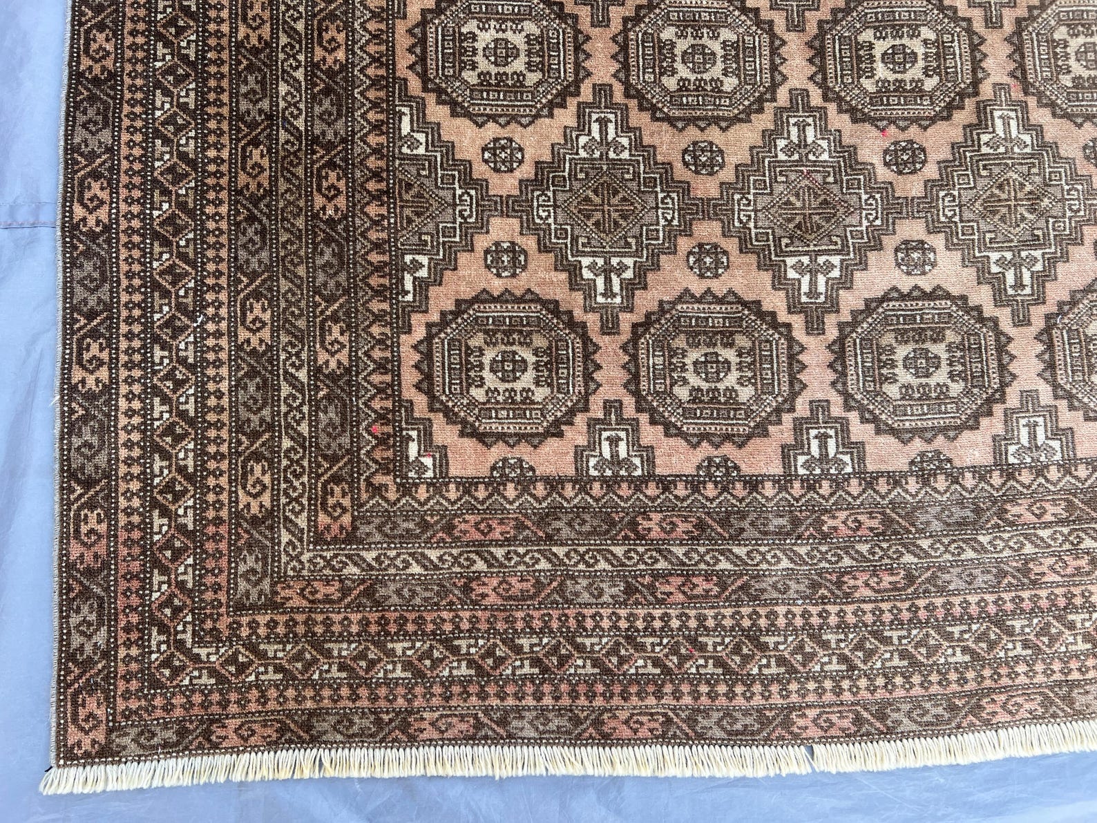 9x6 Rugs 9x6 Handknotted Afghan Turkmen Rug: Terracotta Wool, Geometric Design ...