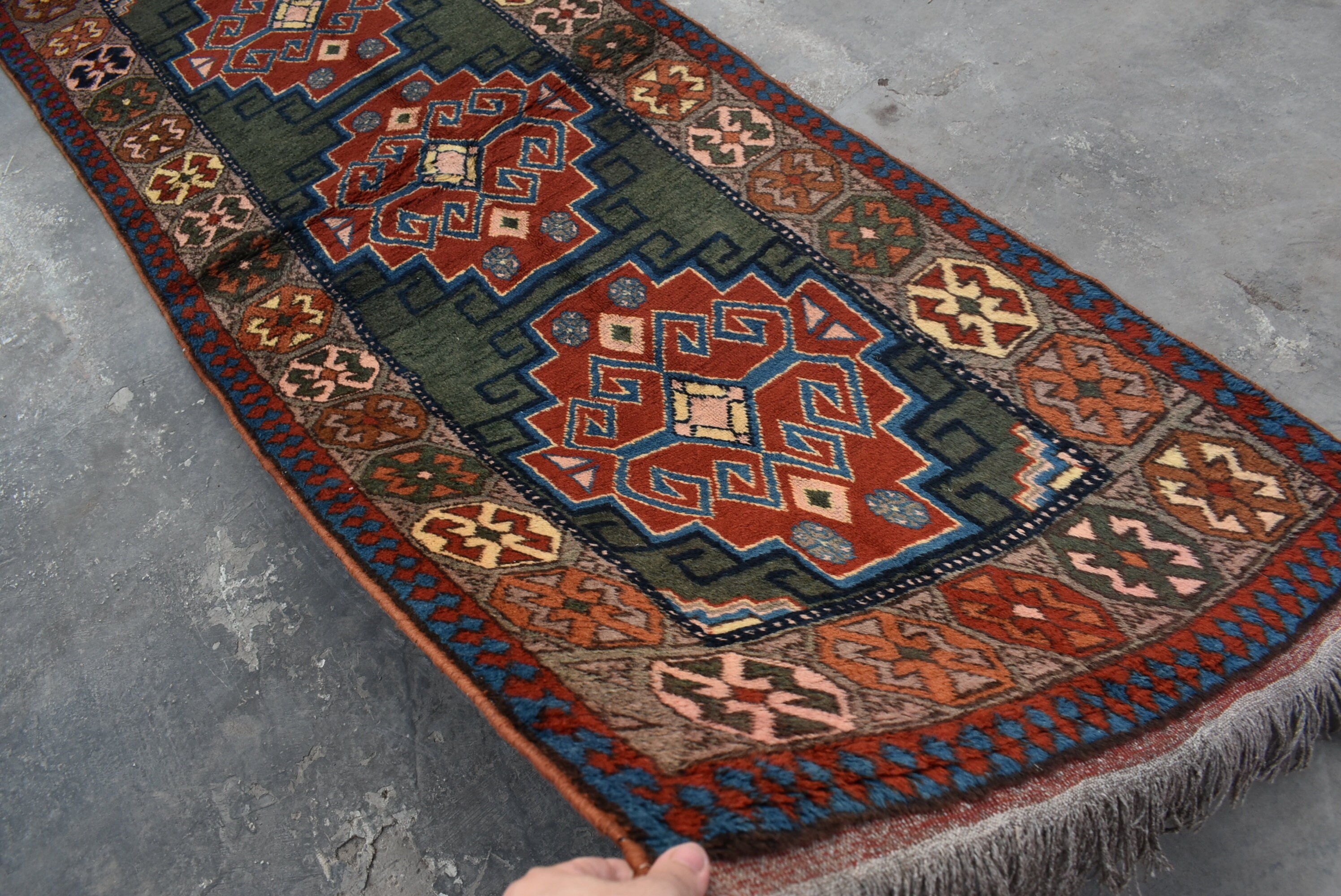 Stunning Hand Knotted Rug Runner Wool Handmade Caucasian Etsy UK