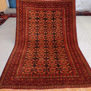 6.5x4.3 Afghan Vintage Rug, Baluchi Caucasian Bukhara design Antique Rug, Handmade Wool Area Rug, Bedroom Rug, Living Room Rug, Oriental Rug