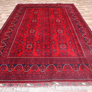 8x6 Afghan Bukhara Rug, Afghan Handmade Soft Wool Rug, Bokhara Rug, Turkmen Oriental Rug, Living Room rug, Bedroom Rug, Afghan Rug 5.5x7.10