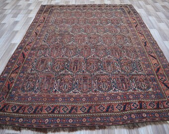 アンティーク ハンドノット アフガンラグ、ペイズリー柄、6.1 x 4.7