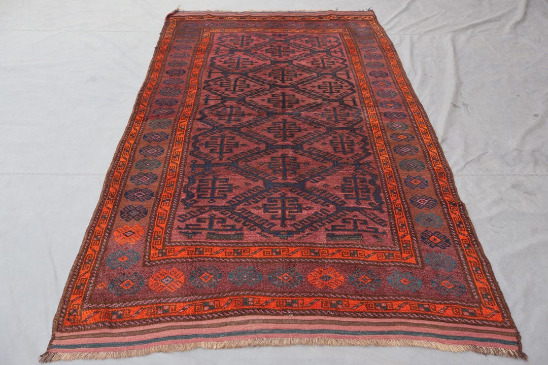 Vintage Afghan Baluchi Rug, 8x5 Deep Maroon Wool Tribal Carpet - Etsy