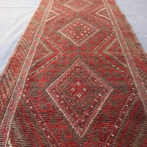 Afghan Tribal Rug, Oriental Hand-Made Vintage Wool Rug, 7.10x1.10 Ft Geometric Medallion Rug, Antique Mashwani Runner Rug, Hallway, Gateway