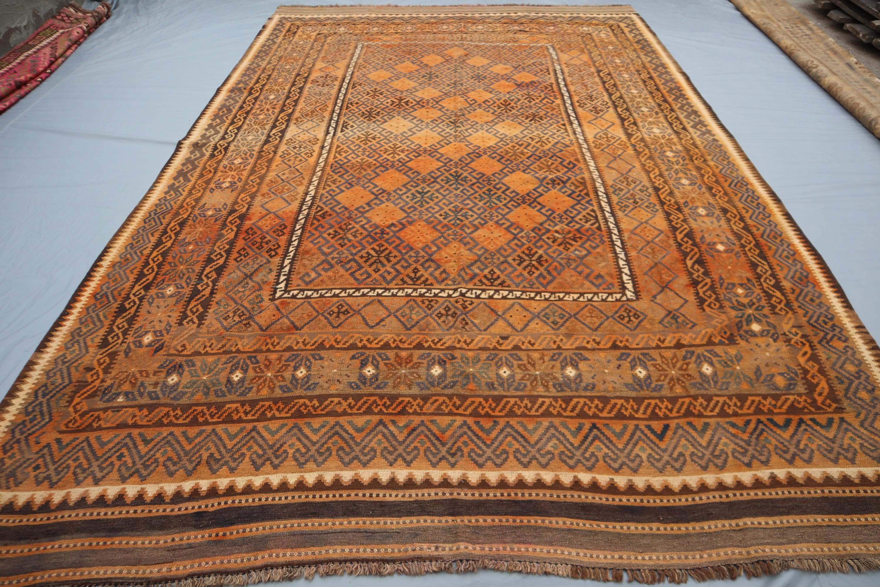 ヴィンテージラグ トルコ キリム アンティークピンク 幾何学