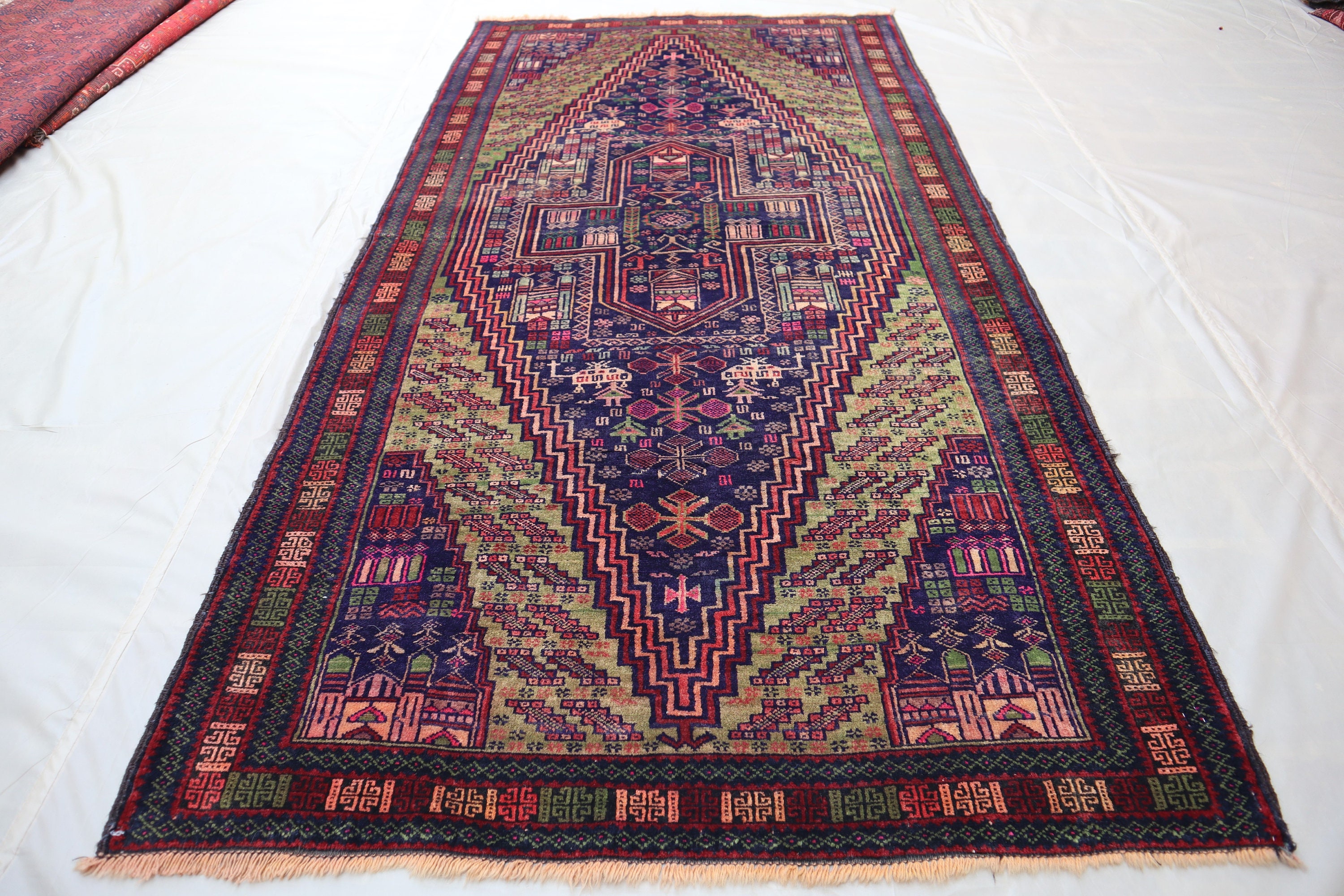 Vintage Baluch Rug, Hand-knotted Wool Hallway Rug (3.9x7.4 Ft) - Etsy