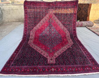 Hand-Knotted Wool Afghan Rug | Antique Bidjar Diamond Design