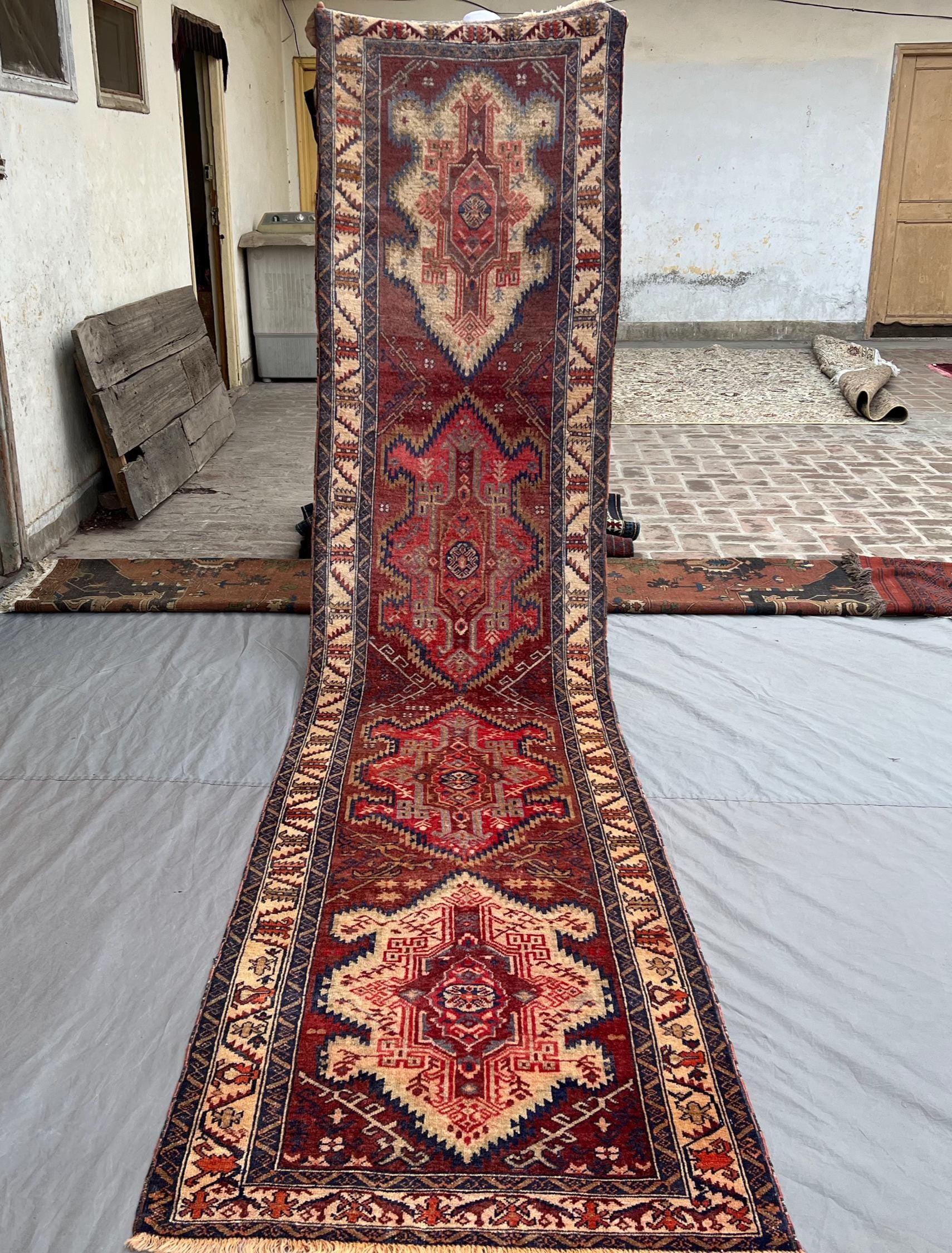 Stunning Afghan Style Tribal Runner, Vintage Geometric Medallion ...