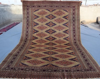 ハンドメイドのアフガニスタンウールラグ：生命の樹、ヴィンテージ