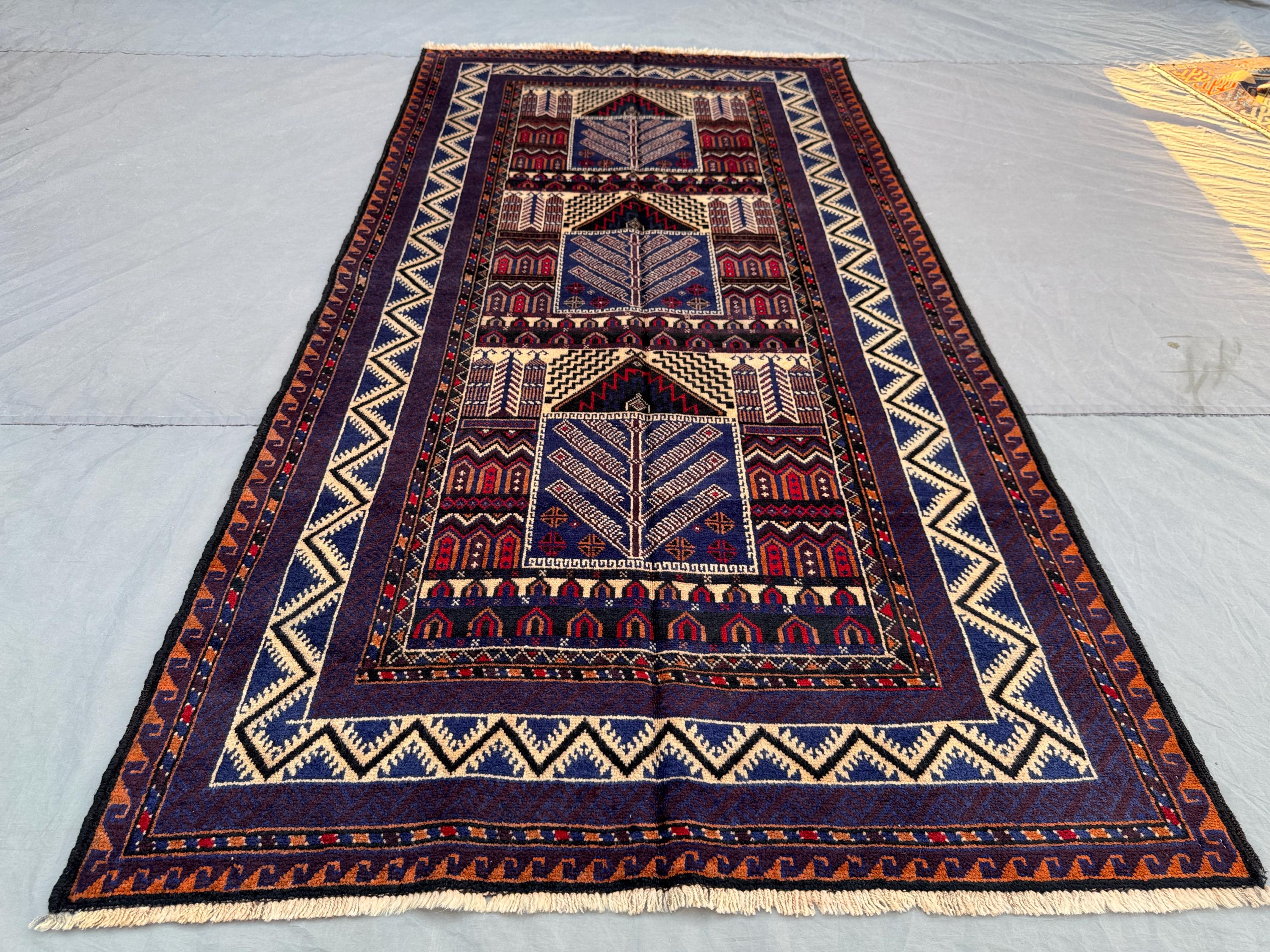 1980s Afghan Baluchi Wool Rug, Handmade Tribal Decor (7x3.8 Ft) - Etsy
