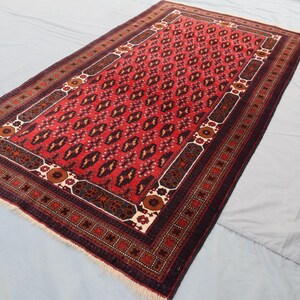 1940s Red Antique Rug 6.4x3.5 Ft, Tribal Vintage Balochi Rug, Afghan Handmade Wool Rug, Oriental Balochi Aesthetic Bedroom Rug, Rugs