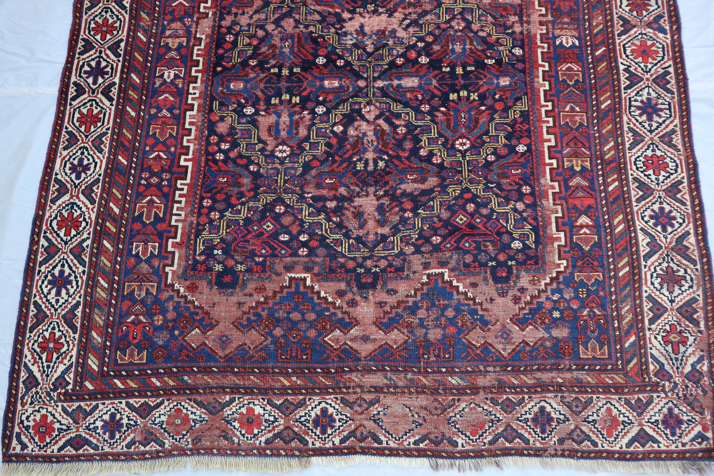 150年前 アンティーク トルクメン絨毯 ラグ 手織 ウール 41x105cm 4