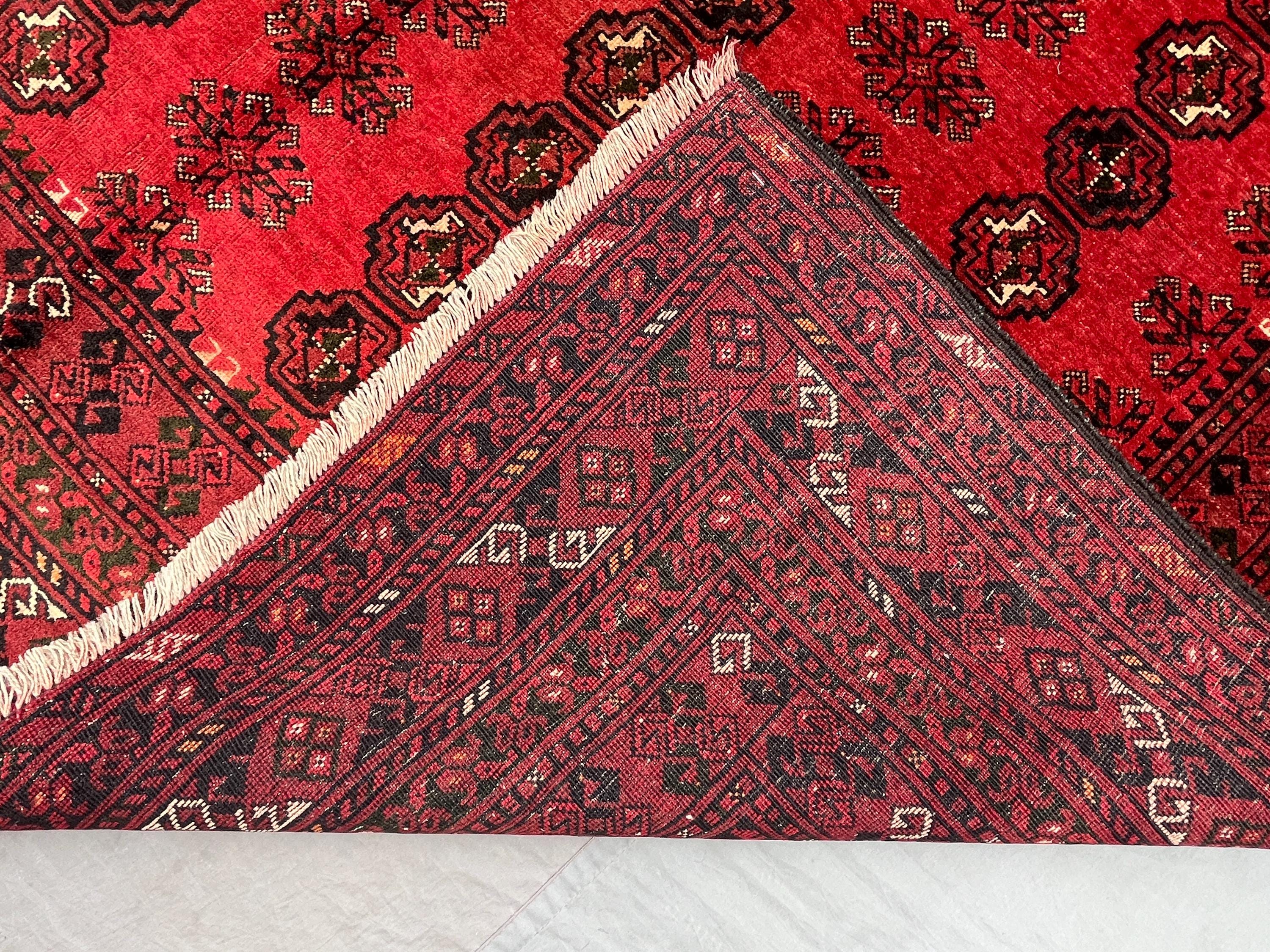 ✦Vintage Afghan Rug✦　190cm×98cm　ペルシャ絨毯 1970s Large Red Afghan Bukhara Rug, Handmade Wool, 9.8x6.7 Ft - Etsy