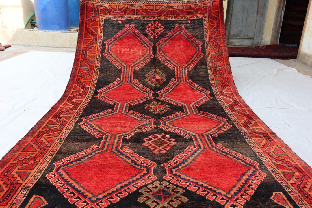 4x8 Ft Vintage Afghan Rug, Handmade Wool Turkmen Carpet, Tribal ...