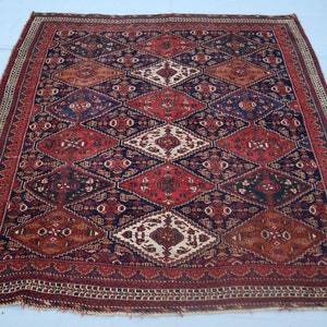 Vintage Afghan Hand-Wove Turkmen Area Rug, 5.6x6.3 ft, Wool Area Rug, Geometric Tribal Rug, Living Room Rug, Nomadic Genuine Area Rug