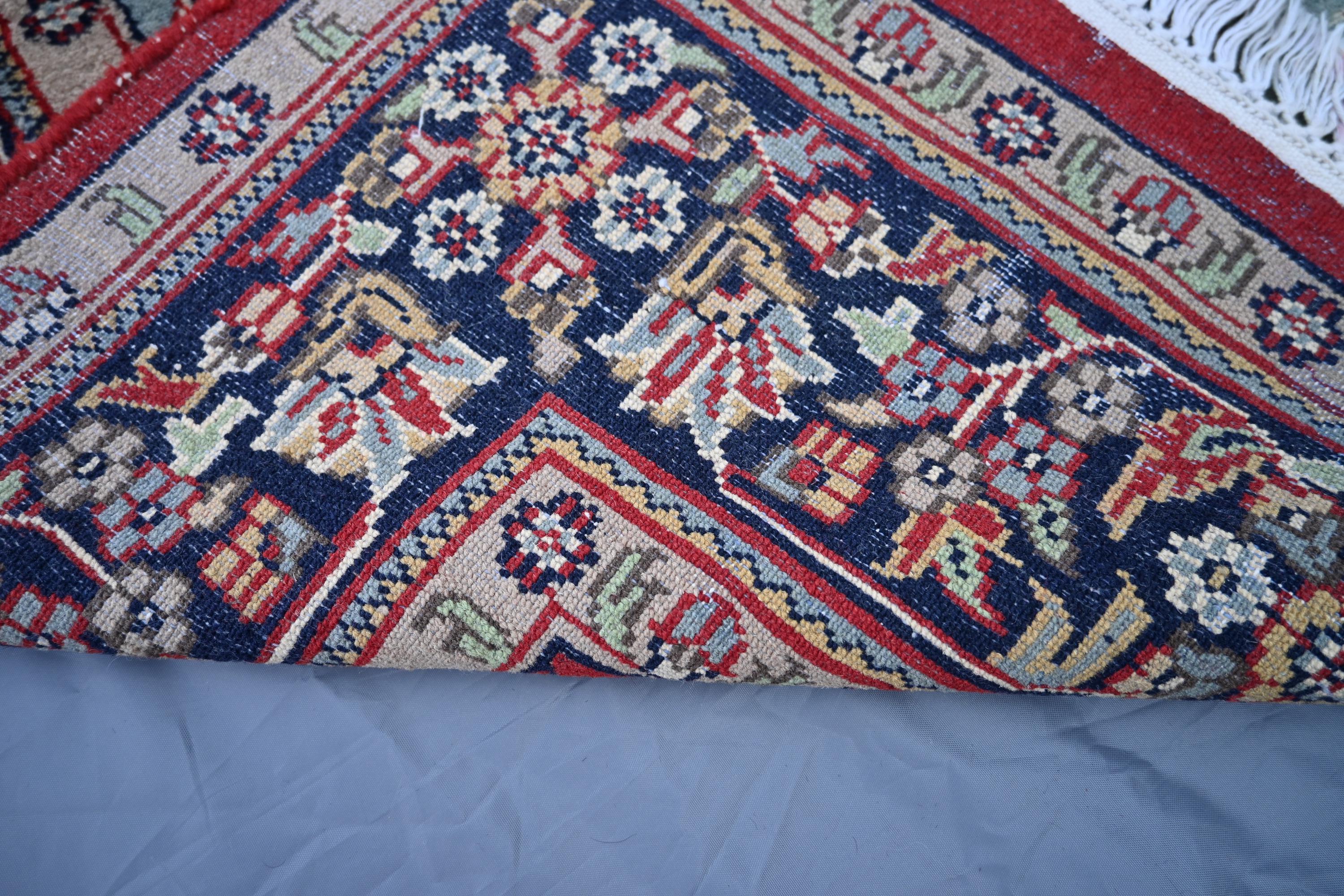 ハンドメイドのアフガニスタンウールラグ：生命の樹、ヴィンテージ