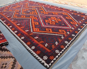 11.3x8.5 平織りキリム アフガンラグ、美しいトルコ平織り