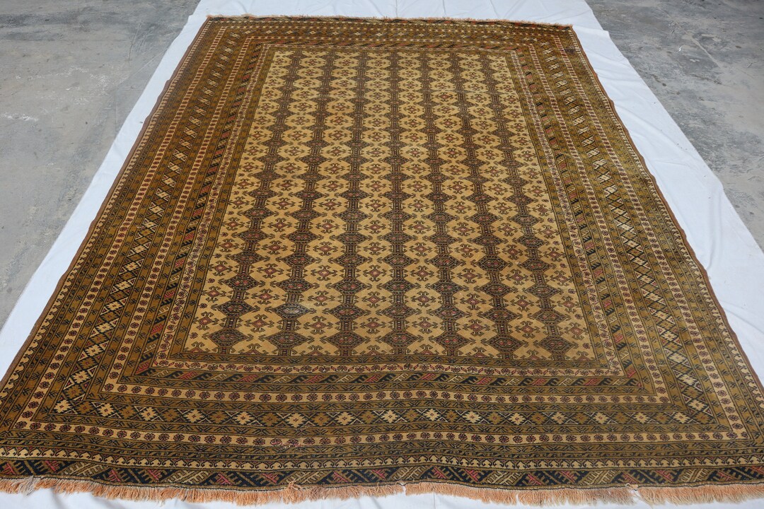 9.11x12.4 Ft. Large Area Zahir Shahi Design Turkmen Rug. Antique Area