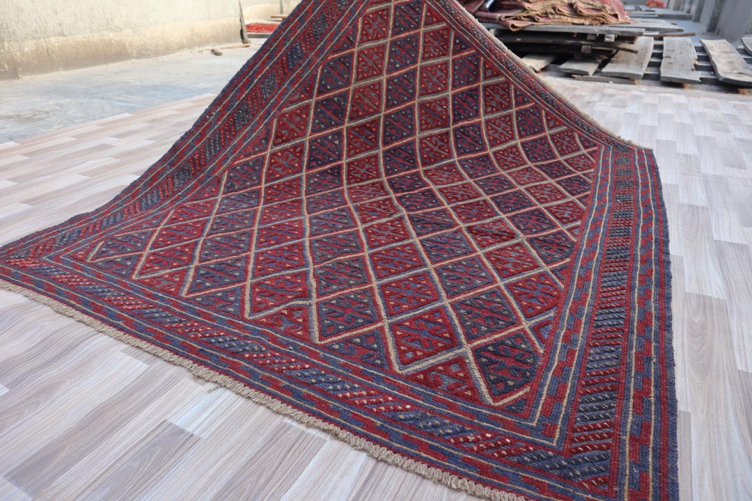 1940s Turkmen Moshwani Wool Rug, Handmade Tribal Kilim 5.9x4.9 - Etsy