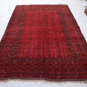 6.7x9.6 ft. Afghan Oriental Rug, Hand-Knotted Rug. Modern Bashiri Design Area Rug. 100% Wool Rug, Hallway Turkmen Rug. Any Room Size Rug.