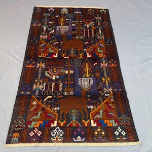 Vintage Afghan Pictorial Rug - Etsy