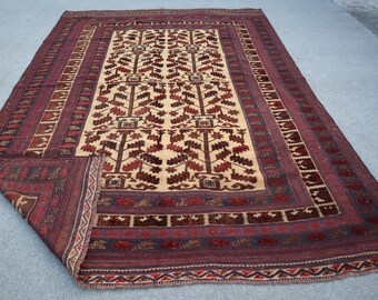 Vintage Afghan Kilim Rug, 8.10x6.2, Tribal Geometric Wool Rug