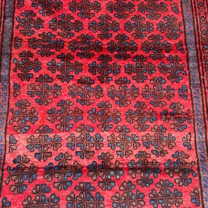 Authentic Afghan Beautiful Vintage Rug, 100% wool Rug. 4x6 ft. Fine Quality Baluch Tribal Soft Wool. Rug For Living Room Rug