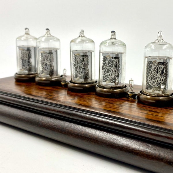 Rustic Nixie Clock Handcrafted Reclaimed Wooden Frame Ukrainian Engineered Handmade Mechanism 6 IN-14 Tubes Alarm Remote Multi Functional