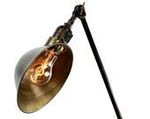 Faries Dual Knuckle Articulating Table Lamp Refinished Blackened Brass GE Paddle Socket Twisted Brown Linen Wiring Swivel Task Light