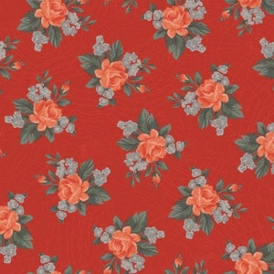 【ma さま】vintage cloth ❀ お花畑のような スクエアマット Maywood Studio~web of Roses~tossed Roses~orange~cotton