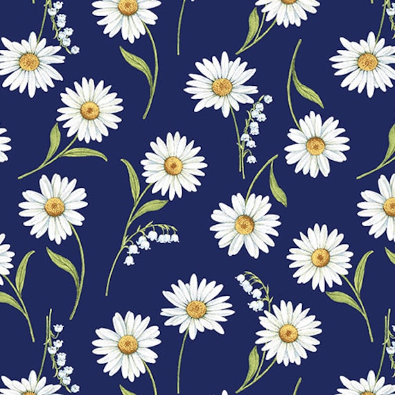 Blue & White Elegance Daisy Blue Dark Blue - Etsy