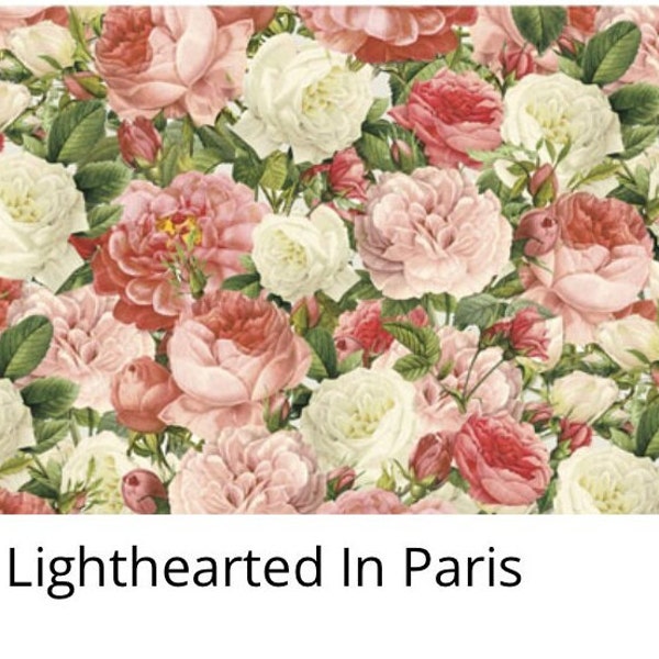Lighthearted in Paris Vintage Rose Bouquet by David textiles