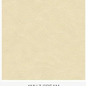 May include: Cream-colored fabric with a subtle, flowing pattern of thin, off-white lines. The design resembles gentle waves or organic shapes. The text "1MV-7 CREAM" is displayed at the bottom of the image.