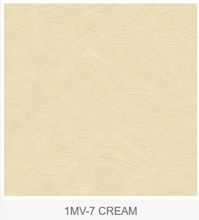 May include: Cream-colored fabric with a subtle, flowing pattern of thin, off-white lines. The design resembles gentle waves or organic shapes. The text "1MV-7 CREAM" is displayed at the bottom of the image.
