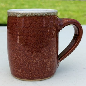 STONEWARE MUG by TC Pottery Studio - Copper Orange Art Glaze - Handmade