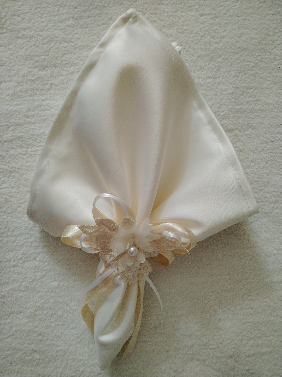 Wedding Napkins Set Table Napkins Napkin Rings Flowers Rings Ivory ...