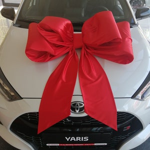 Red car bow Giant bow Giant ribbon Ribbon for your car gift or large package Car showroom Large bow  Red bow Outside/Inside decor Big bow